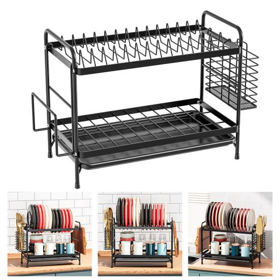 Yousheng сушилка для посуды с поддоном для сбора капель, большая вместимость, простая установка, многоцелевая кухонная стойка, сушилка для посуды, держатель для столовых приборов