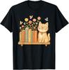 Cute Kawaii Cat Books Flowers T-Shirt Unisex Tee