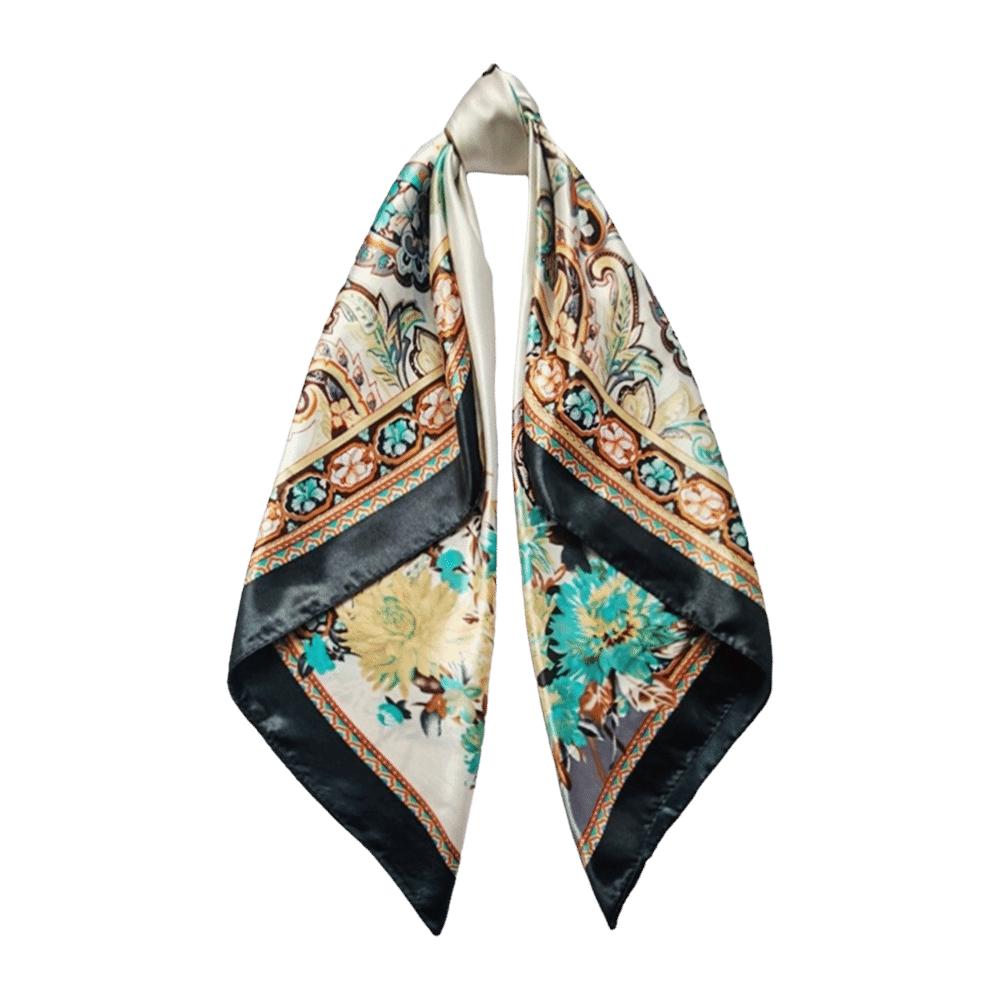 Floral Printed Women's Scarf Bohemian Neckerchief Hijab Silk Scarf Square Shawl Sunscreen Cover