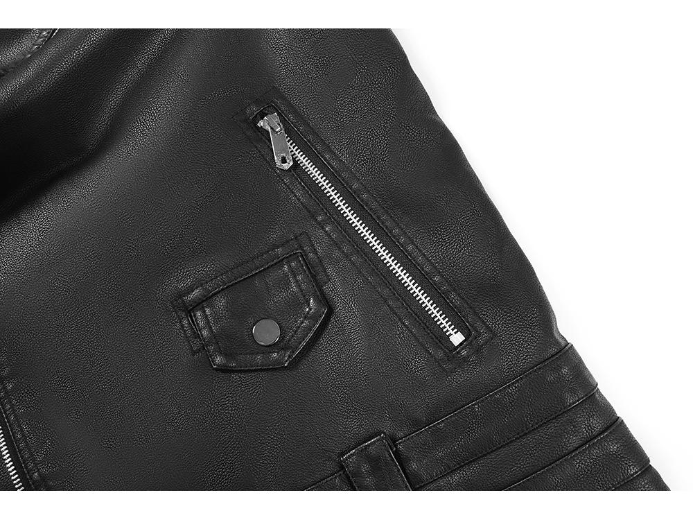 Мужская мотоциклетная куртка Cross-Border из искусственной кожи с множеством молний и поясом — в европейском стиле хип-хоп для осени/зимы.