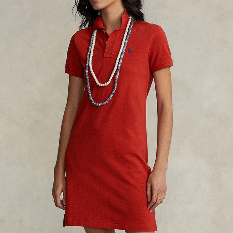 Платье поло Ralph Lauren из хлопковой сетки Женские платья Красный WMPODRSNFA20227-600