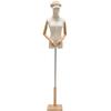 Female Mannequin Torso Dress Upper Body Model Body Stand with Wooden Arm and Pedestal Model Display Mannequin Body Height Adjustable Dressmaking Torso