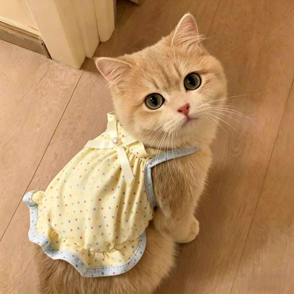 Polka Dot Puppy Cat Slip Dress Breathable Cat Sleeveless Dress Corgi Teddy Clothes Pet Supplies