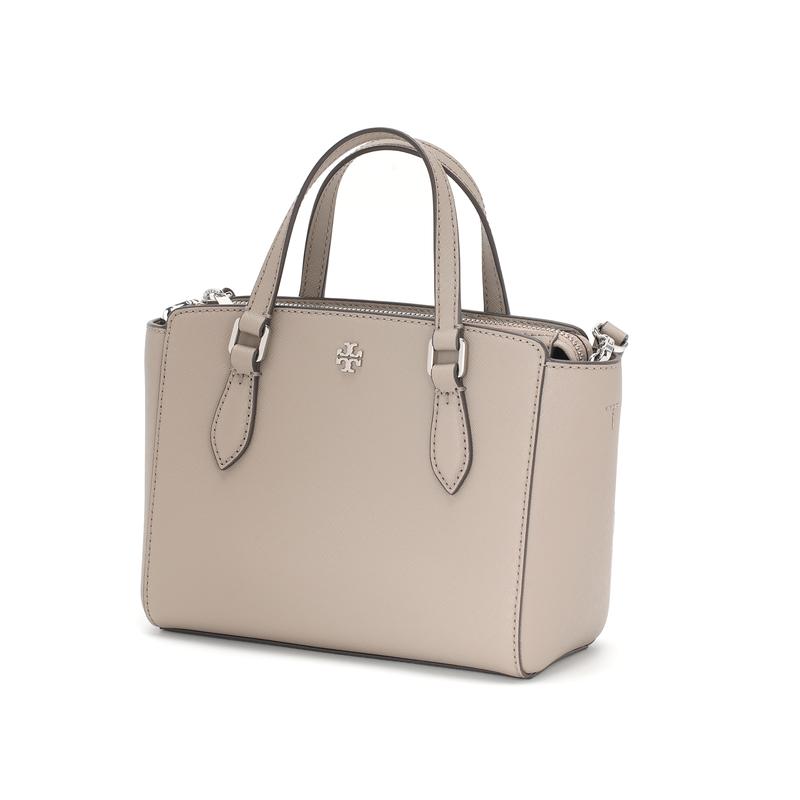 TORY BURCH Emerson simple and elegant leather Tote bag Tote bag shopping bag shoulder crossbody handbag small size women's gray 138366-083