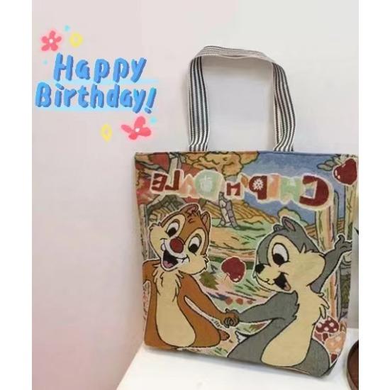 Harajuku Style Cartoon Canvas Bag, Literary Large-Capacity Shoulder Bag, Linen Trendy Cool Ethnic Style Women'S Bag