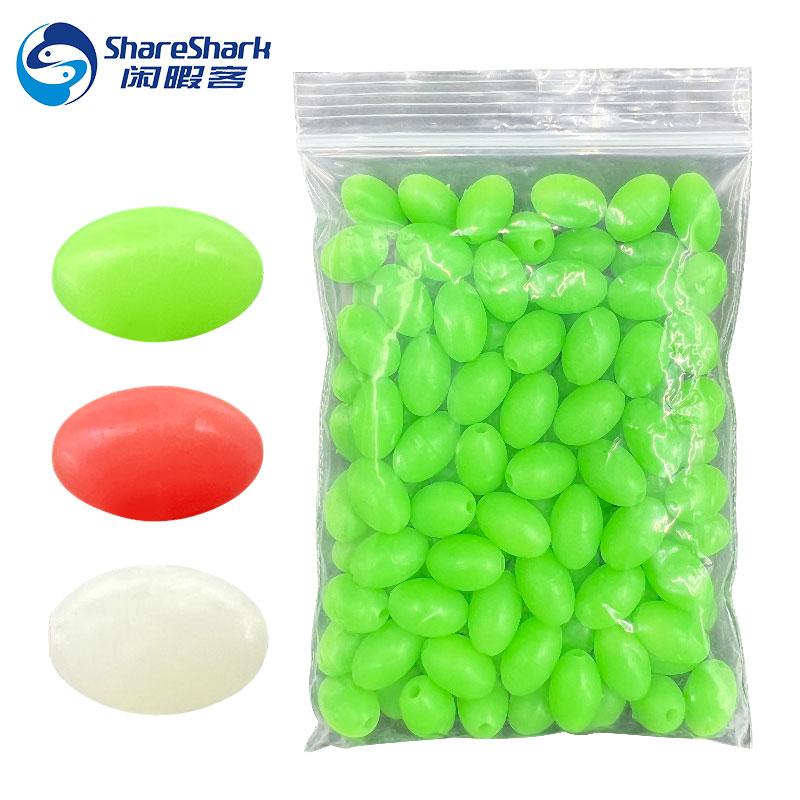 1000pcs Oval Fishing Beads Glow in the Dark Green Fishing Beads Luminous Bead Stopper Fishing Accessories