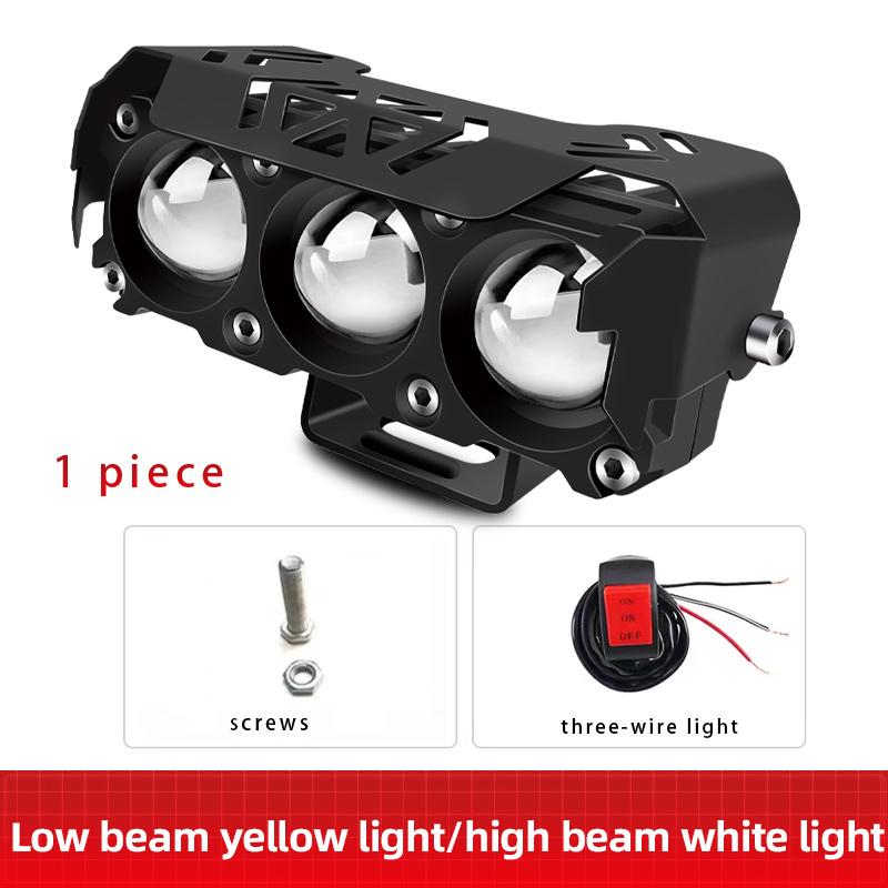 Светодиодная фара с 3 линзами для мотоциклов, рабочий прожектор дальнего/ближнего света, прожектор для мотоцикла, противотуманная фара для вождения, внешние фары для скутеров