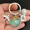 1PC Travelling Keyring Plane Passport Earth Keychain Accessories Traveler Gift