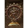 Metal Lord Shiva Dancing Natraj Statue Decorative Showpiece - Gold (19 X 15 X 4 CM) for Enhanced Home Décor & Vastu, Antique Lord Shiva