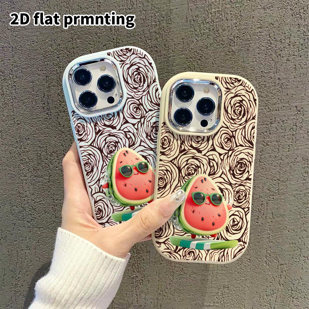 Чехол для телефона: 2D плоский дизайн, подходящий для защитного чехла iPhone 18 17 16 15 14 13 Pro, стиль для пары, арбузный мультфильм, подарок на Рождество и Хэллоуин