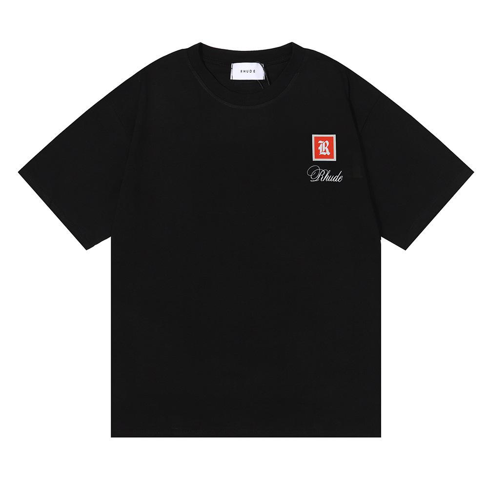 Cross-border European and American trendy brand RHUDE Morocco micro-label printed short-sleeved t-shirt for men and women couples high street loose