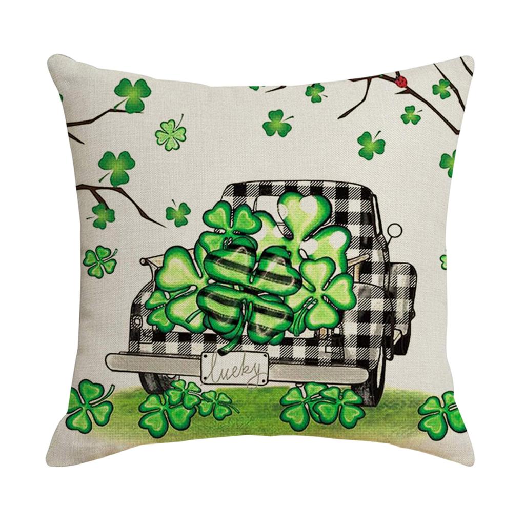 43x43cm St Patricks Day Decorations For Home Cushion Cover Clover Pillowcase Saint Patricks Irish Party Decorative Pillowcase
