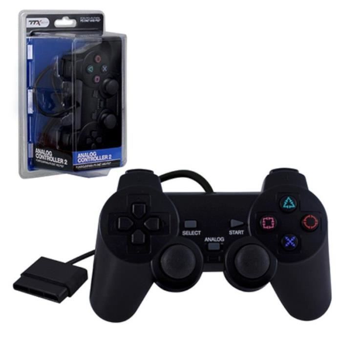 Проводной аналоговый джойстик TTXTECH Dual Shock 2 для консоли Sony PlayStation 2 PS2, черный