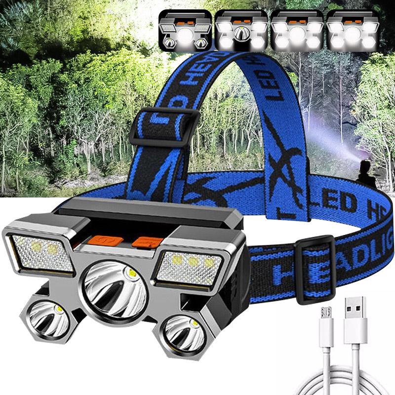 USB Перезаряжаемый Налобный Фонарь Портативный 5LED Налобный Фонарь Встроенный Аккумулятор Фонарик Портативный Рабочий Свет Рыбалка Кемпинг Налобный Фонарь Для T KTY
