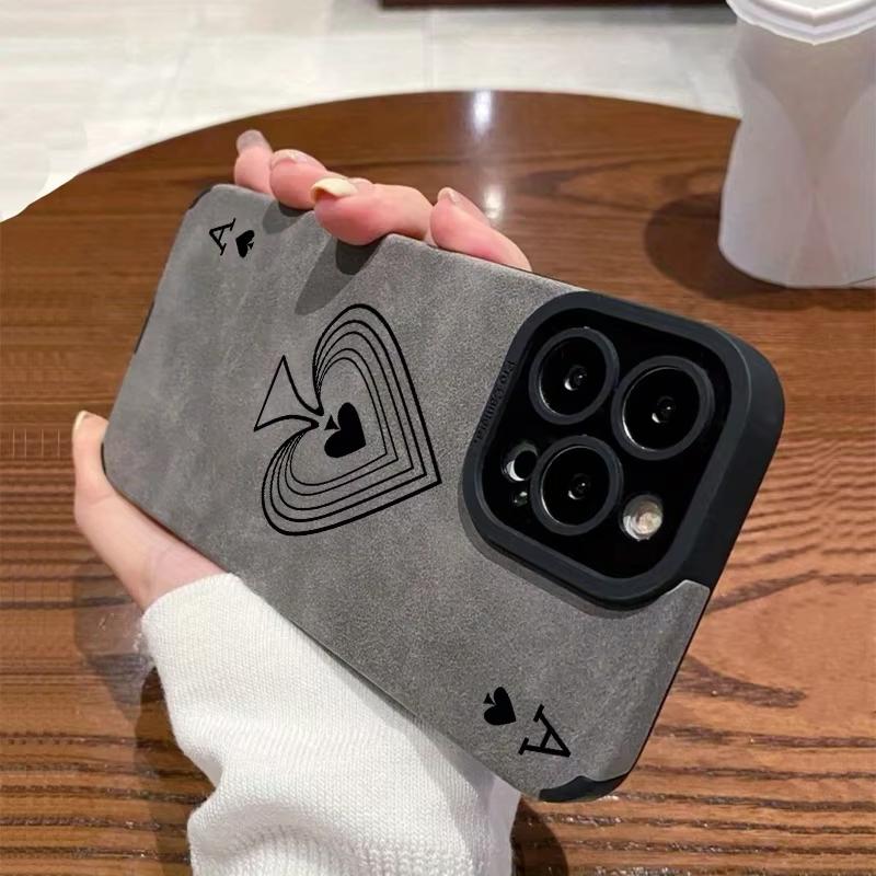 Покер Червы A Узор Подходит Чехол Для Телефона Для iPhone 17 Pro Max 16E 15 Pro 14 13 12 11 Mini AIR XS XR XS 8Plus Противоударный и