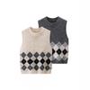 Vintage Street Style Plaid Knit Tank Top Casual Versatile Sleeveless Sweater Women