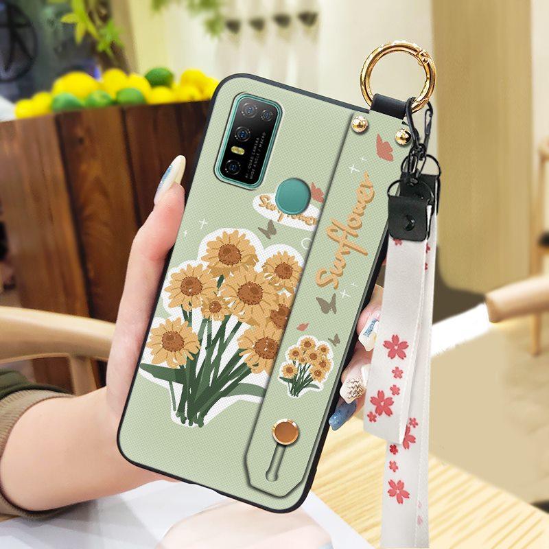 Dirt-resistant Silicone Phone Case For Doogee N30 Waterproof Kickstand Flower Oil Painting Fashion Design Phone Holder