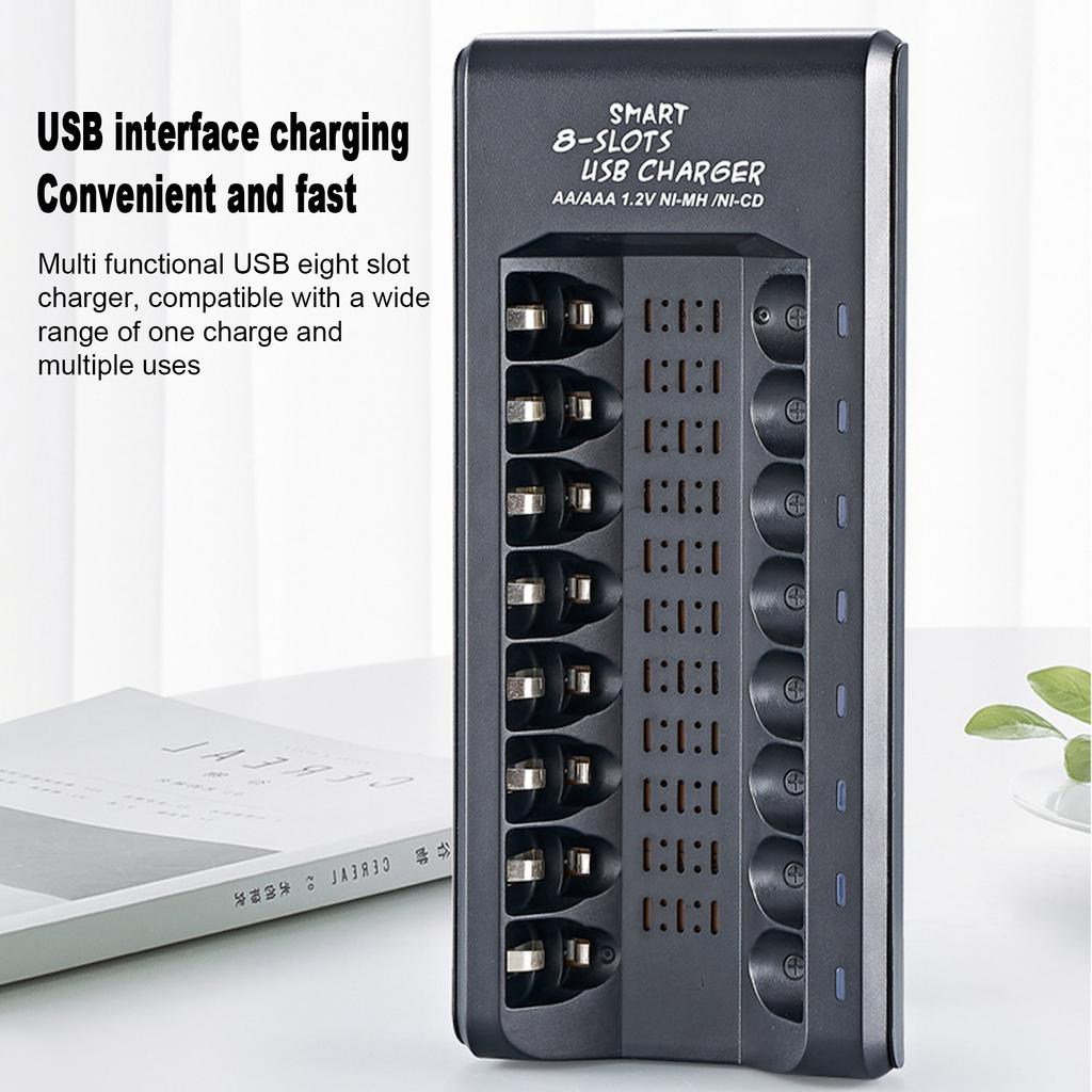 Интеллектуальное зарядное устройство на 8 гнезд для Ni-MH аккумуляторов типа AA/AAA 1,2 В, аккумуляторов USB Plug and Play