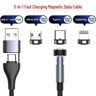 Магнитный кабель USB на Type-C с быстрой зарядкой, вращающийся на 540°, для трех устройств