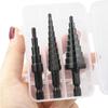 3PC HSS Straight Groove Step Drill Bit Nitride Twist Drill Wood Metal Hole Cutter Core Drilling Tools Set 3-12 4-12 4-20mm
