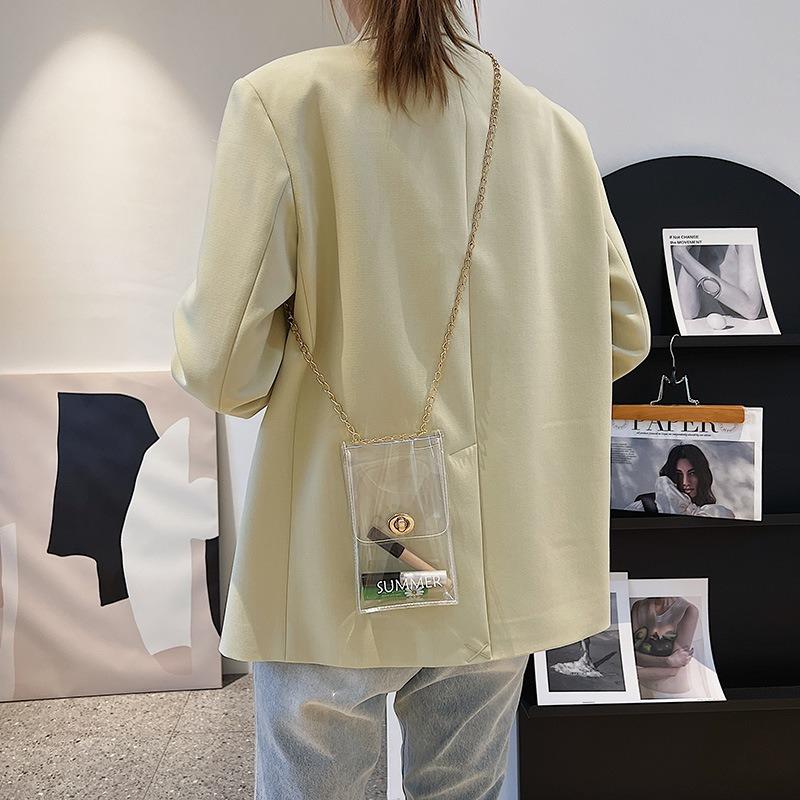 Модный тренд Желейная прозрачная сумка Сумка для мобильного телефона Маленькая квадратная сумка Цепочка На плечо На косую Повседневная сумка