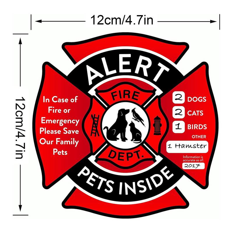 Pet Inside Sticker Save Our Pets Emergencies Window Stickers UV Fade Resistant Pet Alert Safety Fire Rescue Sticker