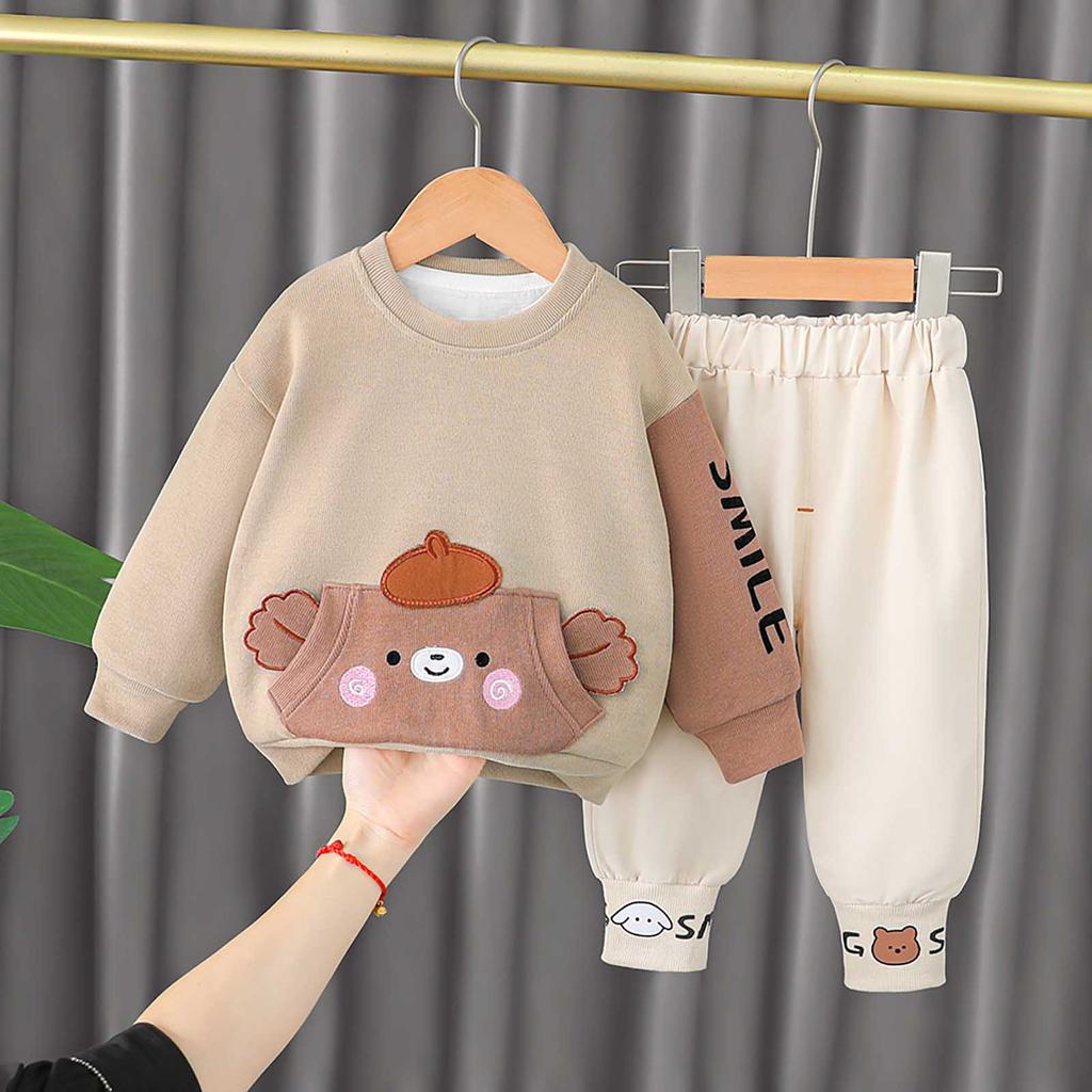 Симпатичные топы с принтом + штаны для маленьких девочек и мальчиков, пижамный спортивный костюм, комплект одежды