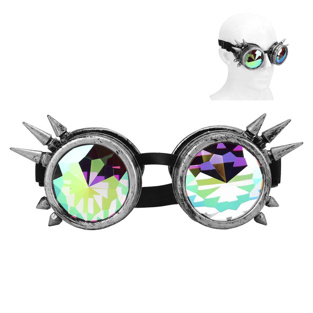 Очки для Хэллоуина Калейдоскоп Рейв Радужные хрустальные линзы Регулируемые Триповый Психоделический Стимпанк