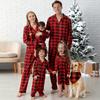 2 шт./компл. Семейный рождественский пижамный набор: топ с лацканами и принтом, клетчатые брюки, взрослые, детские, парная одежда для сна, дышащая, приятная к коже, домашняя одежда