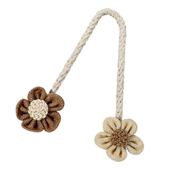 Cotton And Linen Curtain Tiebacks, Decorative Curtain Holdbacks Rope, Flower Curtain Tie Backs, Boho Drapes Holdbacks for Home Office Hotel Decor
