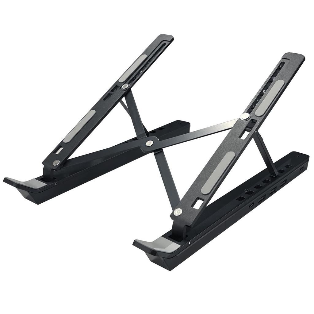 YSN Foldable Aluminum Laptop Stand with Built-In USB Hub & Storage Pouch