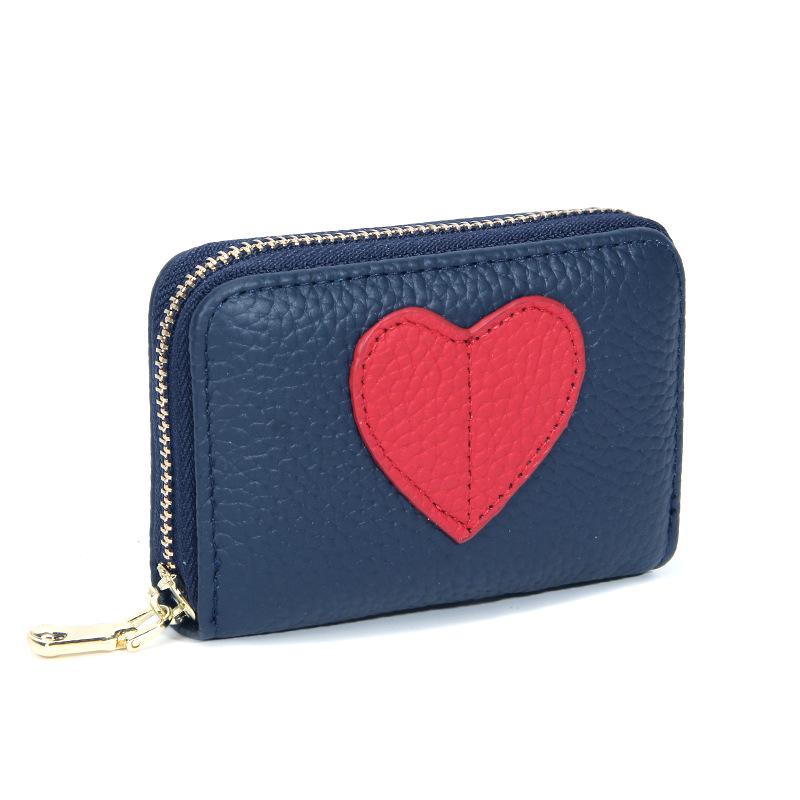 Top Grain Cowhide Heart Wallet with Multi-Card Slots and Large Capacity - Genuine Leather Accordion Card Holder