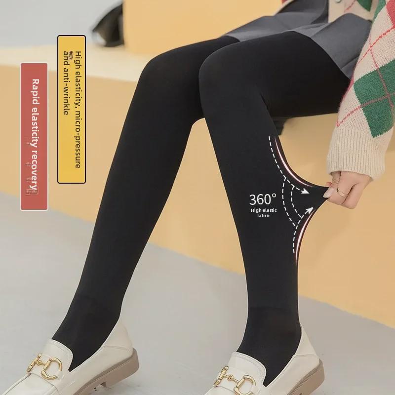 Женские плюшевые толстые теплые леггинсы телесного цвета на осень/зиму