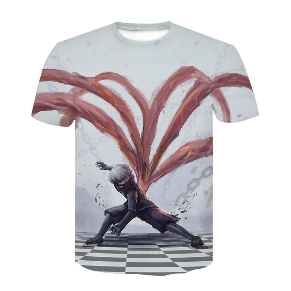 Странные дела Токийский гуль Мужские футболки с 3D-графикой Футболки с принтом аниме Кен Канеки Свободные хлопковые футболки с героями мультфильмов Хипстерские топы