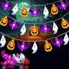 1pc LED Halloween String Lights Bat Ghost Pumpkin Decorative Lamp Battery Operated Festival Lights For Halloween Party Decor