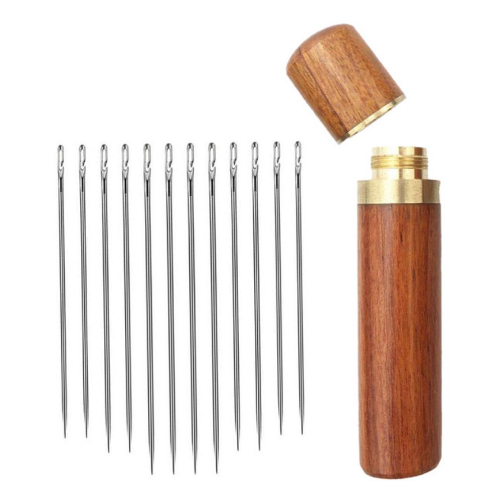 12Pcs Multi-Size Blind Needles Silver/Gold Tail Side Hole Needles for Elderly DIY Hand Sewing Embroidery Needlework Tool