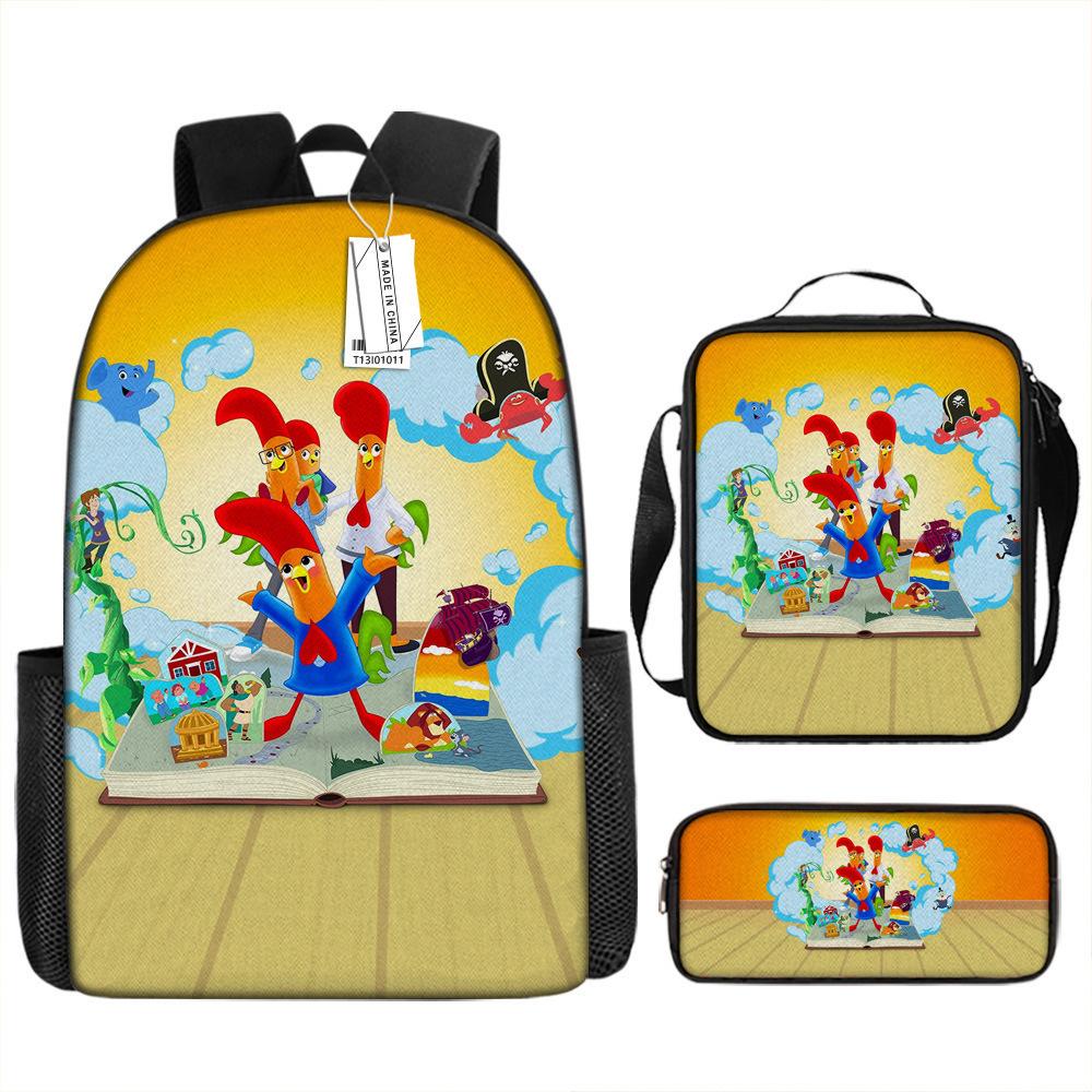 Interrupting Anime Backpack Set for School Students - 3-Piece Bundle with Shoulder Bag & Pencil Case, Waterproof, Durable, Lightweight, Large Capacity