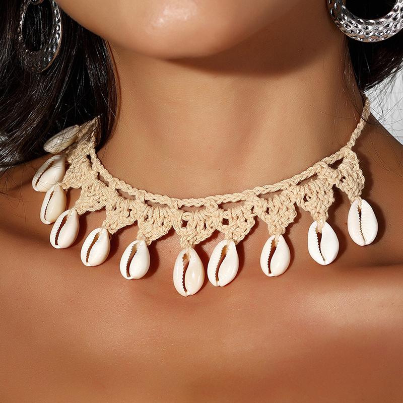 Women Natural Sea Cowrie Shell Summer Jewelry Rope Chain Choker Necklace Bohemian Shells Choker Girl Friendship Gifts