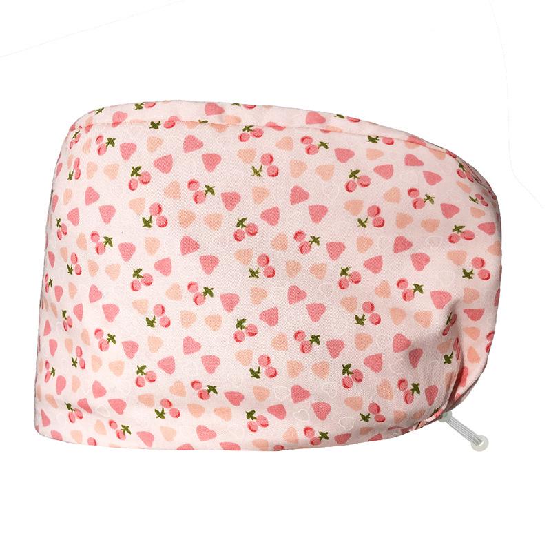 Хирургическая шапочка на кнопках с цветочным принтом для медсестер и врачей