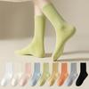 Female Autumn and Winter Solid Color Candy Color Waist Waist Sports High Tube Elastic Breathable Tube Cotton Socks