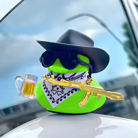 Фигурка утки-ковбоя, украшение на приборную панель автомобиля в виде утки с ковбойской шляпой, ожерелье для солнцезащитных очков, настольный компьютер