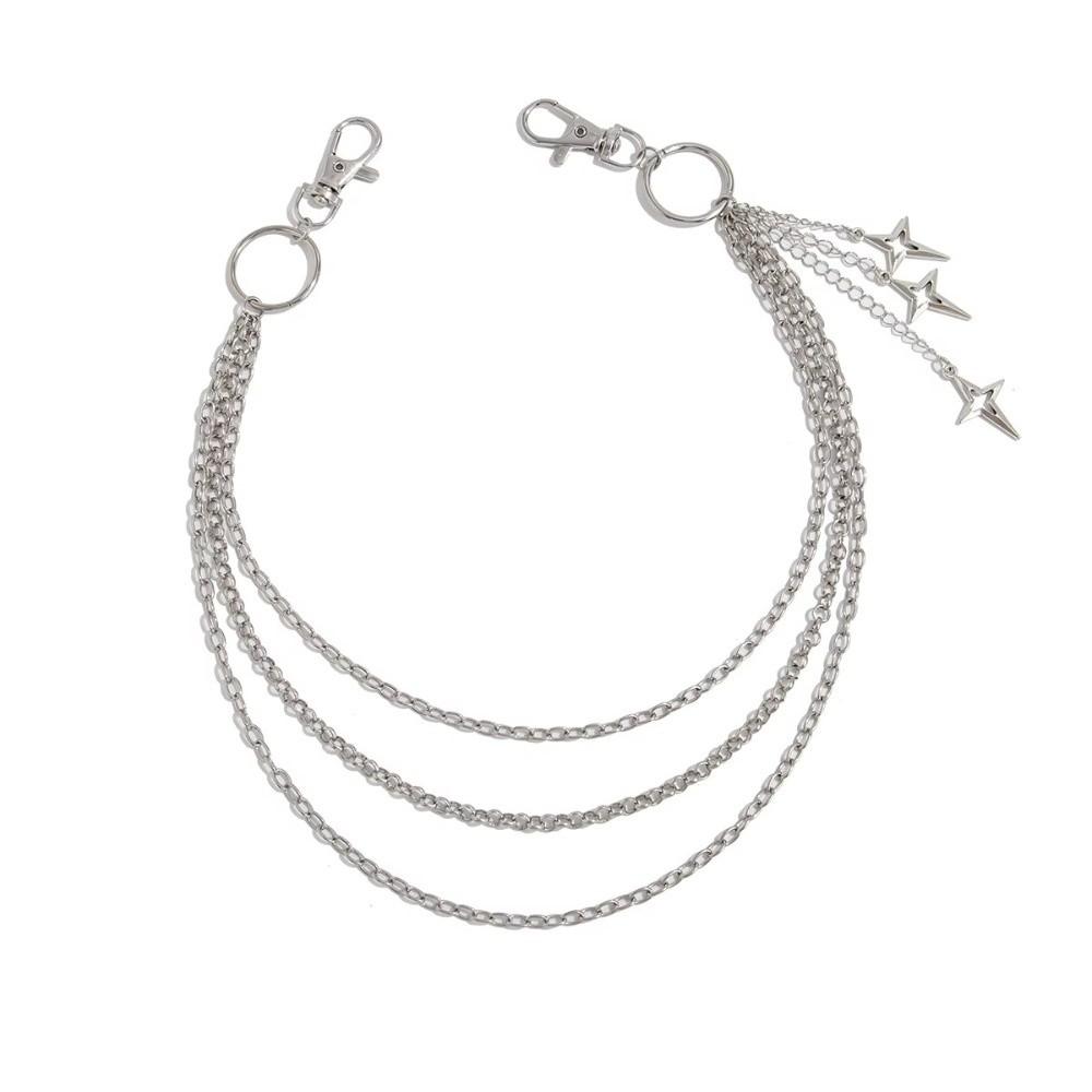 Панк Многослойная Металлическая Подвеска Звезда Цепь для Брюк Хип-Хоп Поясная цепочка Брелок Цепь для Джинсов Женские Модные Ювелирные Аксессуары Подарки