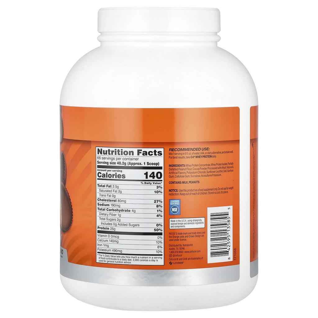 C4 / Cellucor, C4® Whey Protein, Rease'S Peanut Butter & Chocolate, 2.65Kg (5.85Lbs)