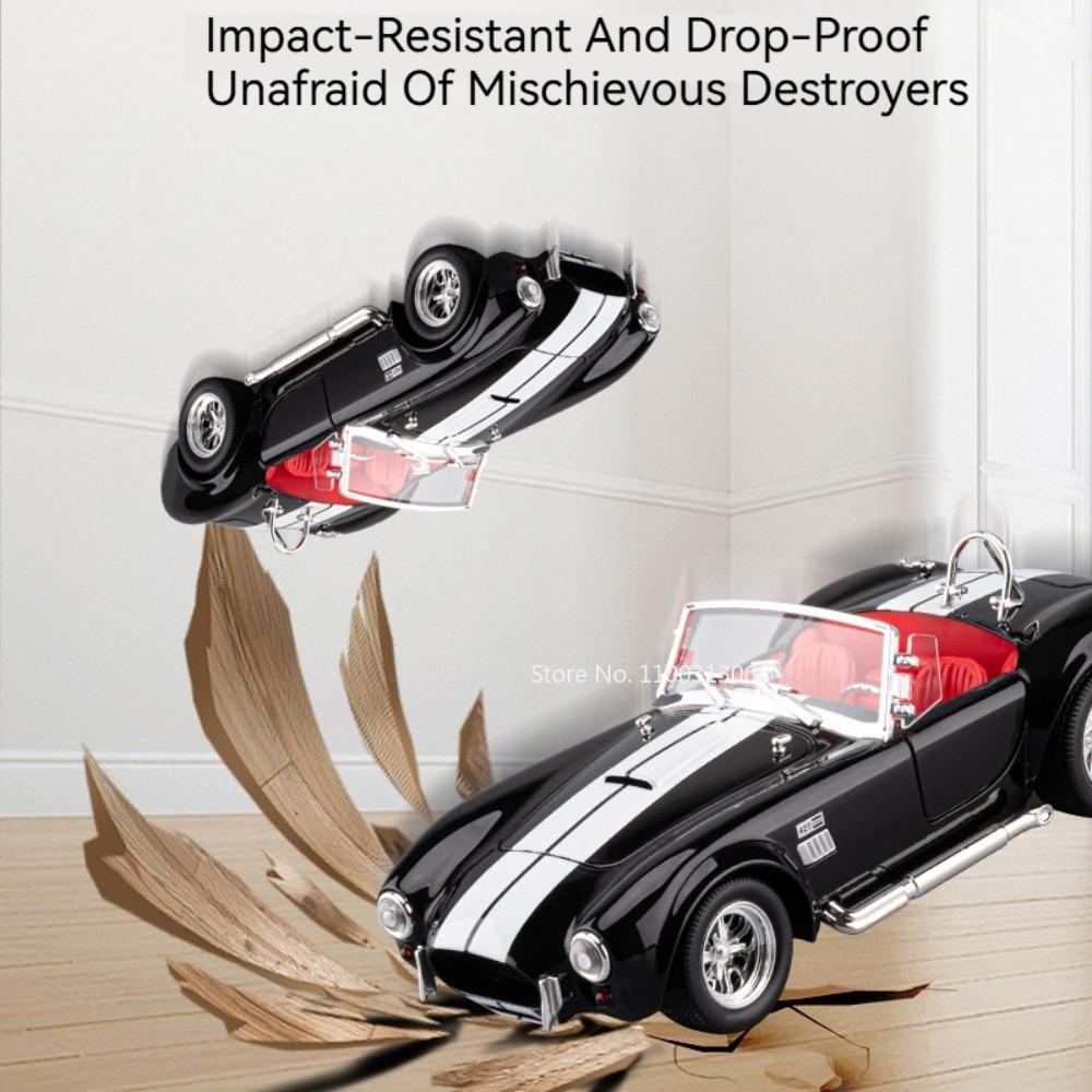 1:24 модели Shelby Cobra 427 GT500 Игрушечные машинки Колеса вращаются Винтажная машина Сплав Резиновые шины Миниатюрные транспортные средства Коллекция для детей Веселье