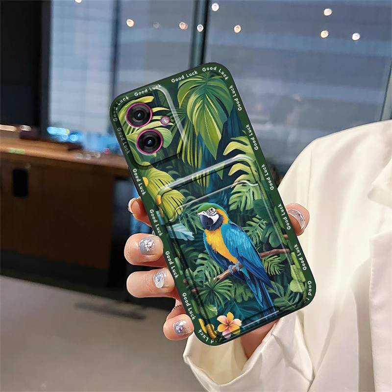 Full Wrap Soft Case Phone Case For MOTO G55 5G Fashion Design Silicone Card Slot Cover Anti-knock Durable Cute Anti-dust