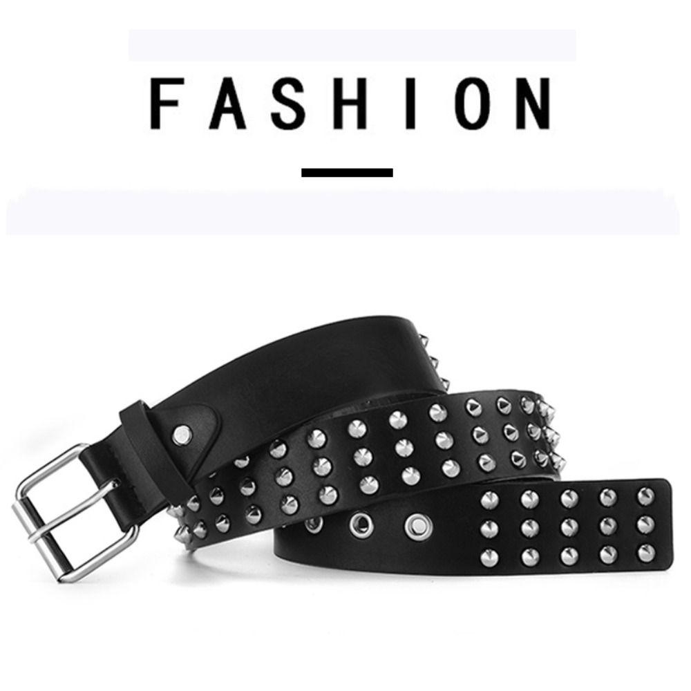 Luxury Brand Design Gothic Leather Belt Ladies Dress Strap Rivet Waist Band Pin Buckle Waistband