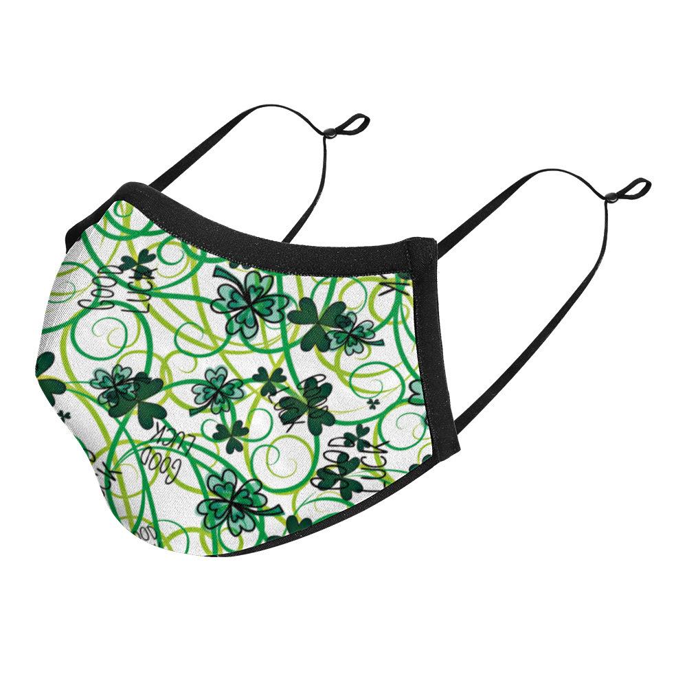 Irish Festival Shamrock Print Sun Protection Breathable Face Mask - Adult Double Layer