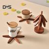 Wooden Trivets for Hot Dishes Tree Shape Trivet Set Special Texture Coaster Hot Pot Holder 4 Triangular Mats + 1 Stand Multifunctional Kitchen Table