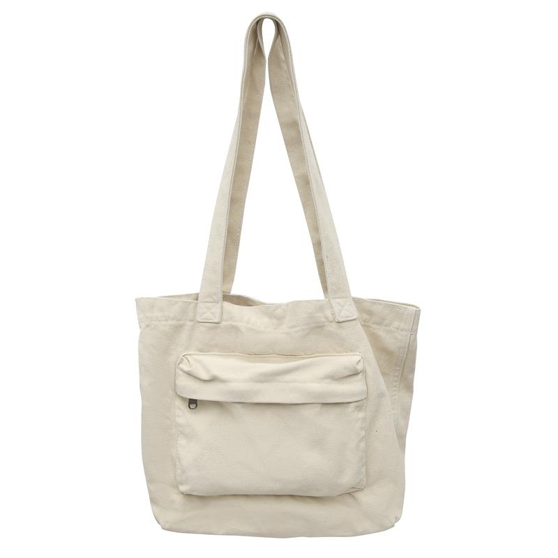 Tote Bag Women's Solid Color Large Capacity Shoulder Bag Student Canvas Underarm Bag
