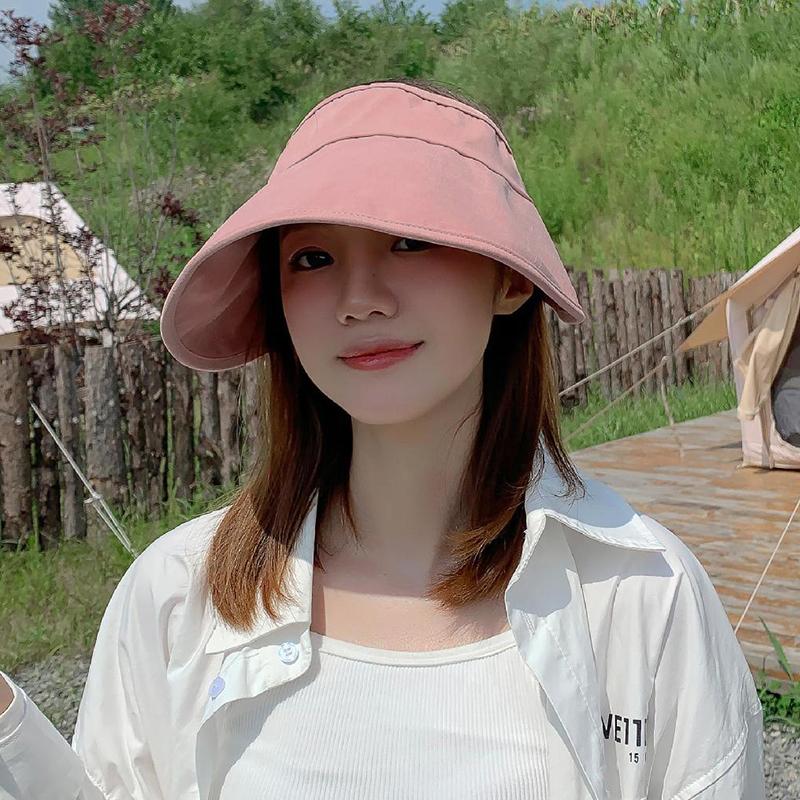 Женский козырек от солнца UPF50+ с защитой от УФ-лучей, летняя дышащая складная шляпа, надежная фиксация для бега и путешествий на открытом воздухе